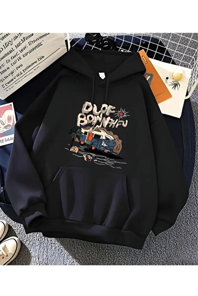 Deocept Olof Graphic Printed Oversize Unisex Hooded Sweatshirt