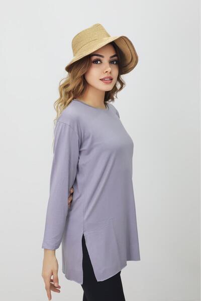 Bala Giyim Women's Basic Long Sleeve Slit Tunic