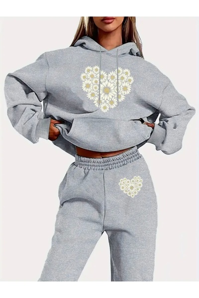 Deocept PAPATYA HEART PRINTED UNISEX ΓΥΝΑΙΚΕΙΟ/ΑΝΔΡΙΚΟ ΣΕΤ ΦΟΡΜΑ ΜΕ ΚΑΠΟΥΝΤΣΟ OVERSIZE ΚΑΤΩ/ΕΠΙΣΤΡΩΜΑ