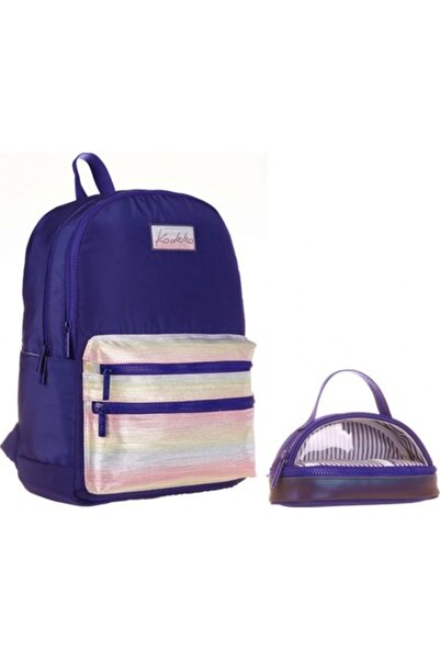 KAUKKO Navy Blue School Backpack and Pencil Case Set - Girl