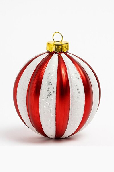 BeySüS Christmas Tree Ornament Red and White Striped Cute Ball 15 cm