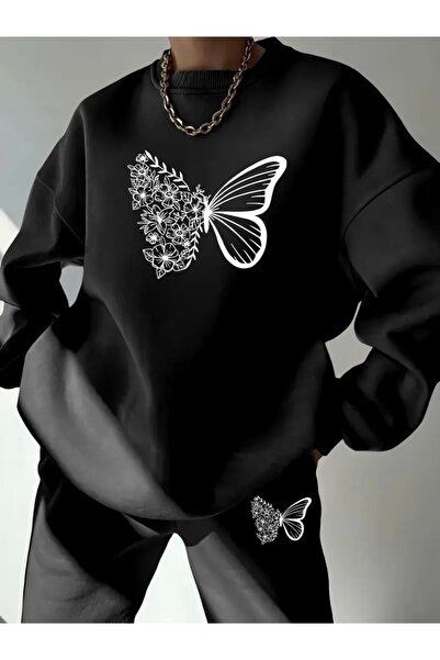 Deocept Цветен пеперуда печат унисекс овърсайз велосипедна яка долна/горна ча...