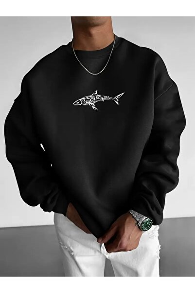 Deocept ΦΟΥΤΕΡ ΜΕΣΤΡΟΥ ΜΕΣΤΡΟΥ ΜΕ ΣΧΕΔΙΟ SHARK OVERSIZE UNISEX ΓΥΝΑΙΚΕΙΟ/ΑΝΔΡΙΚΟ ΦΟΥΤΕΡ ΜΕ ΛΟΥΝΑ