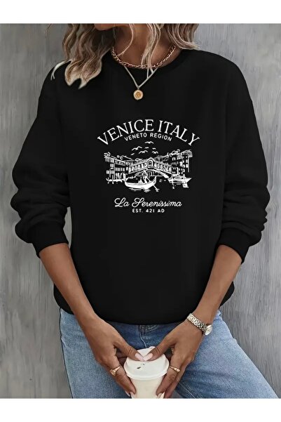 Deocept سويت شيرت برقبة دائرية للجنسين مطبوع من فينيسيا إيطاليا