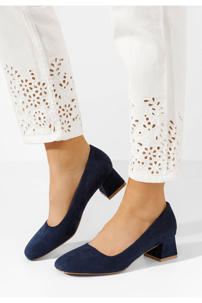 B T Shoes Modré lodičky na nízkém podpatku Arola i