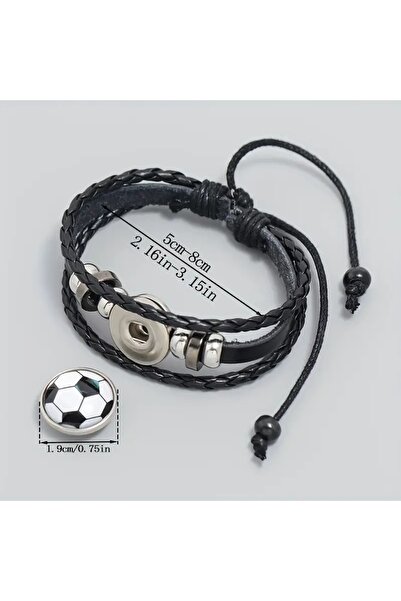 GlassySKY Yeni Moda Şık Futbol Topu Temalı Suni Deri Bileklik, Spor Tutkunları Hediyelik