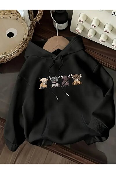 Deocept Cute Bulls Printed Oversize Sweatshirt