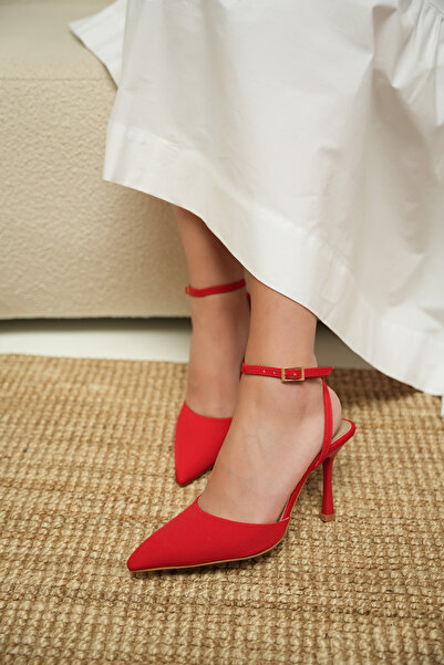 LAMİNTA SİRİUS BİLEKTEN KIRMIZI BAĞLAMALI KADIN TOPUKLU AYAKKABI