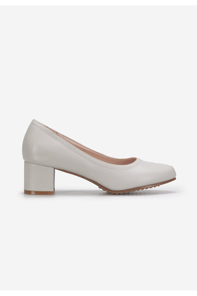 B T Shoes Šedé lodičky na hrubém podpatku Zinia