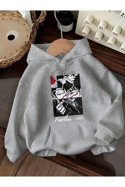 mercoledi Hanorac cu glugă oversize unisex imprimat FEARLESS ANIME