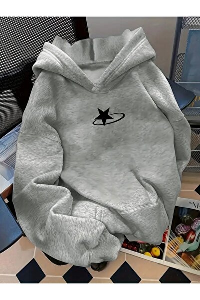 Deocept سويت شيرت بقلنسوة كبير الحجم مطبوع عليه نجمة للجنسين