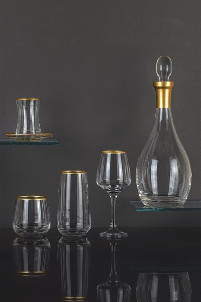 sudeka 31 Parça 6 Kişilik Royal Touch Gold Bardak-Meşrubat-Su Takımı