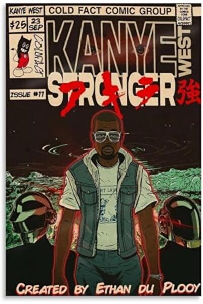 Today Idea Kanye West Comic Music Poster 16x24 inch Unframed | Modern Wall Ar...