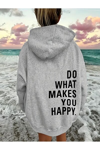 Deocept FĂ CE TE FACE Fericit SWEATSHIRT OVERSIZE IMPRIMAT