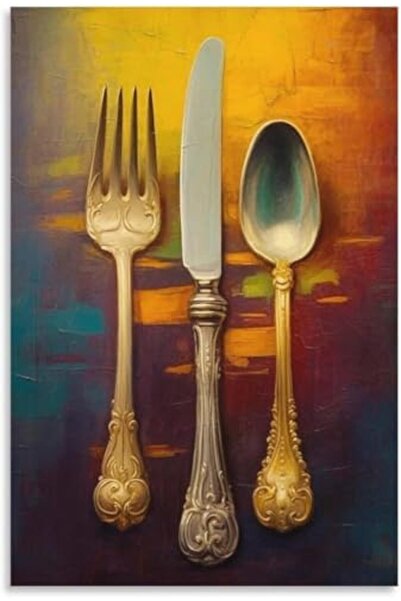 Today Idea Wall Art Canvas Poster for Kitchen by Today Idea - Vintage Fork De...