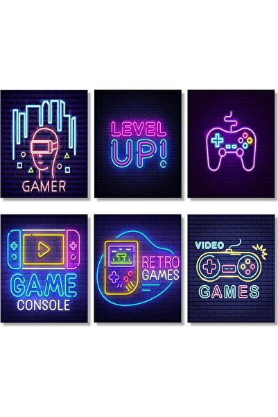 Today Idea ملصقات ألعاب نيون - فنون جدارية نابضة بالحياة لعشاق الألعاب، مقاس ...