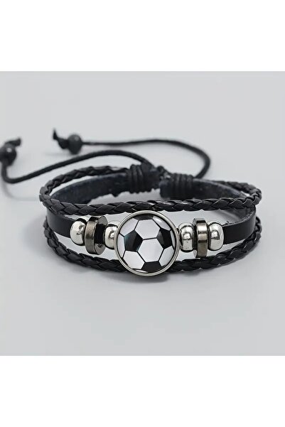 GlassySKY Yeni Moda Şık Futbol Topu Temalı Suni Deri Bileklik, Spor Tutkunları Hediyelik