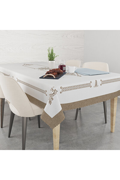 yok yok evim eve dair her şey Kare Gold Embroidery Effect Tulip Patterned Lin...