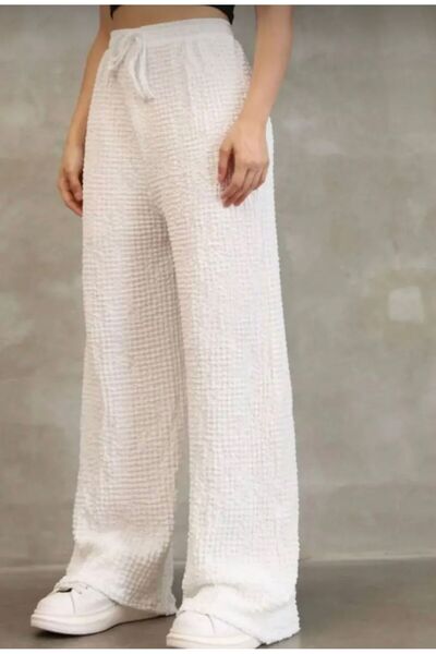 MUZOTEX Bubble Kumaş Rahat Kesim Bol Paça Pantolon Yeni Sezon
