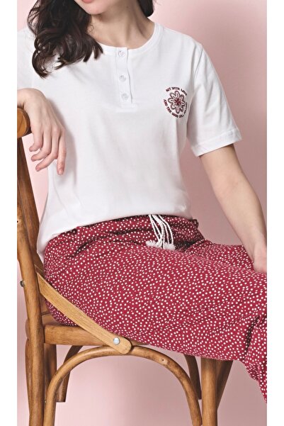 Over Sleep by Poleren Anti-Wrinkle Fabric Short Sleeve Women's Pajama Set
