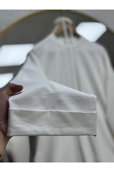 MİHRA STORE Φούτερ με λεπτομέρεια ραφής και σχισμή Rukiye-EU2755 Εκρού