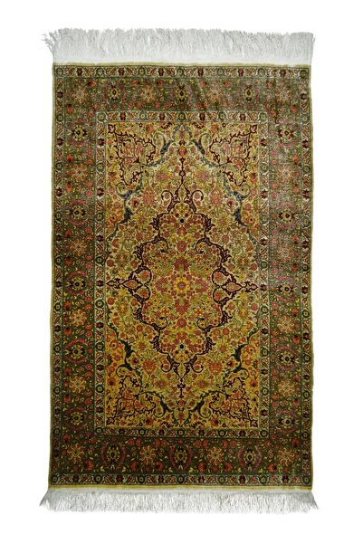 Handmade Saf İpekten El Dokuma Madalyon Motifli Hereke Halısı 106x164 cm (1.7...