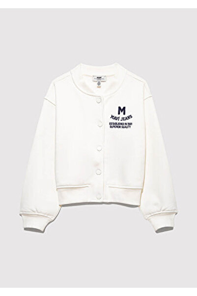 Mavi Jachetă bomber tricotată cu imprimeu pentru copii M7S10086-70057 M Alb a...