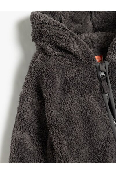 Koton Kapşonlu Fermuar Kapamalı Uzun Kollu Polar Sweatshirt