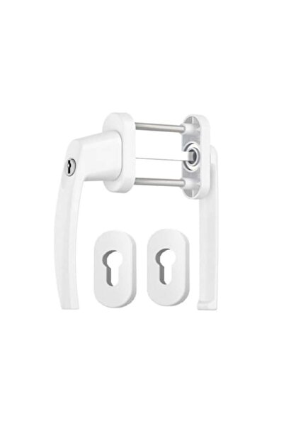 Medos Mâner asimetric pentru ușă de balcon Victory cu cheie și rozetă, alb RAL 9016