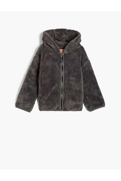 Koton Kapşonlu Fermuar Kapamalı Uzun Kollu Polar Sweatshirt