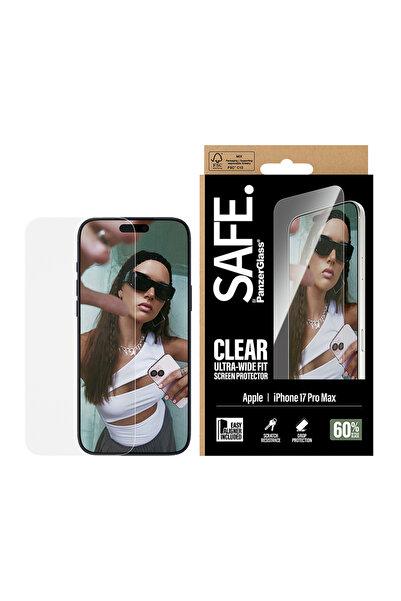 Panzer Glass واقي شاشة آمن فائق الاتساع لهاتف iPhone 17 Pro Max - شفاف