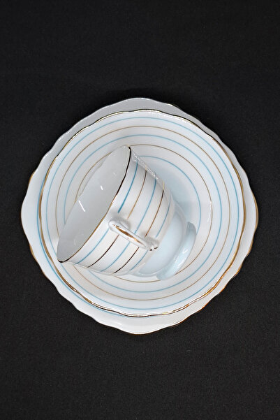 ABBETC Royal Vale Striped Antique Porcelain Tea/Coffee Cup 3 Pieces 150 ml