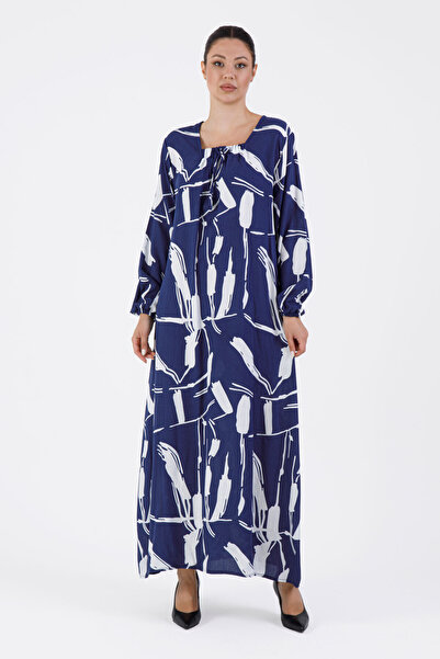 Mihvera Soyut Desenli Anne Elbisesi