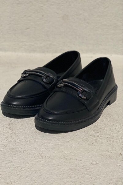 I Love Shoes Duvra Матова шкіра Чорна Платинова застібка Деталізовані жіночі лофери