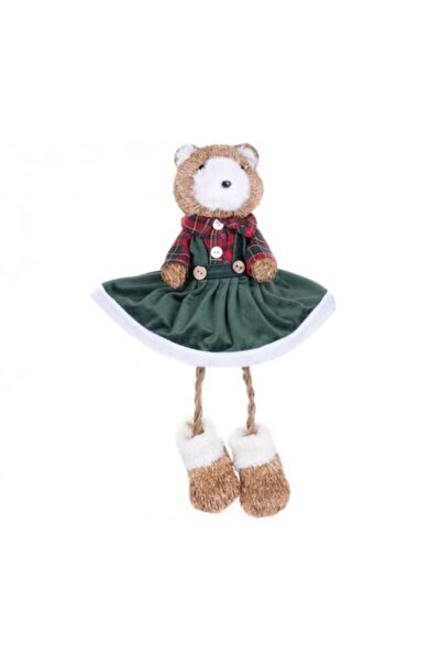 Strend Pro Коледна украса, плюшено мече в зелена рокля, 17x14x26 см