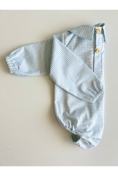 il mio bambino Il Mio Bambino Handmade 100% Cotton Baby Boy Cute Teddy Bear Embroidered Shirt - Long Sleeve - Plaid