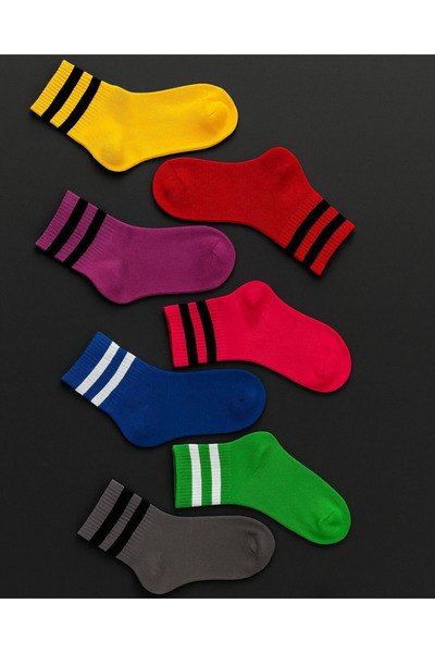 ragistore 6-Piece Hoop Multicolored Combed Cotton Unisex College Socks