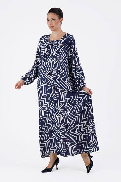 Mihvera Zigzag Desenli Modern Viskon Elbise