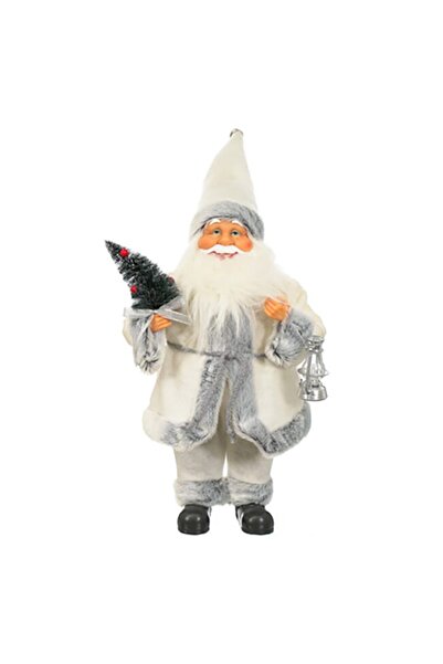 jumi Decorațiune de Crăciun, Moș Crăciun, cu brad, alb, 40 cm