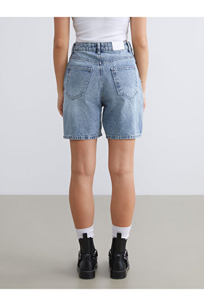 LC Waikiki Blue Tight Fit Women's Jean Shorts