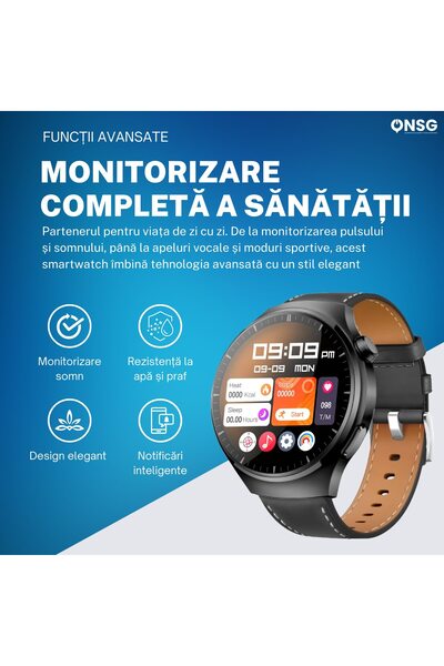 ONSG Sunix WT 4 PRO Smartwatch, Health Monitoring, Voice Calls, Android iOS, Black