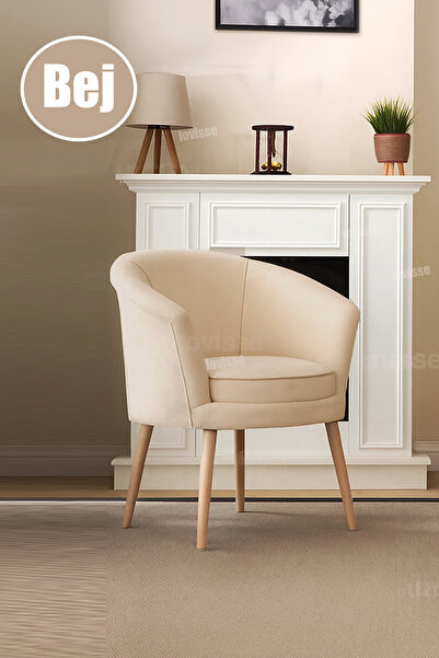 LOVİSSE HOME Bej Milano Berjer Tekli Koltuk, Ofis, Bekleme, Balkon, kuaför, eczane koltuğu