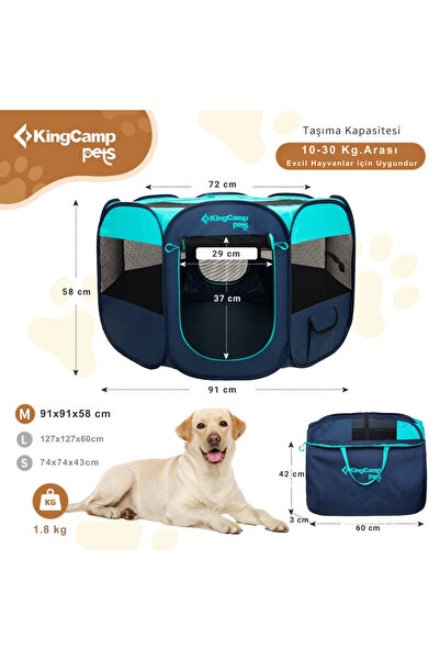 KINGCAMP PETS Ancona M Portatif Köpek Çadırı Blue