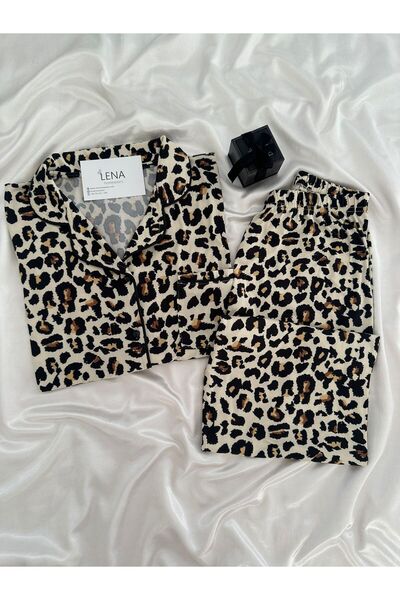 Lena Homewears Leopard Patterned Long Sleeve Milan Pajama Set