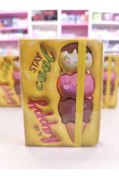 Ponçikella Şeker Gibi Tatlı Dondurma Desenli Mini Not Defteri | Sert Kapaklı ...