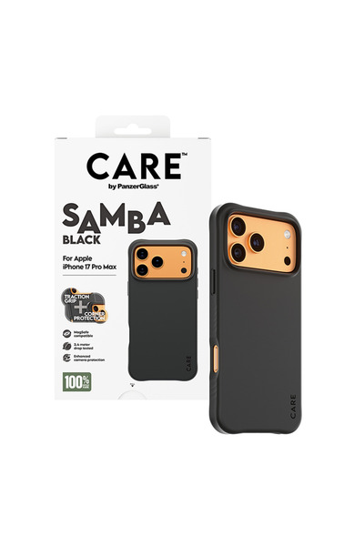 Panzer Glass جراب CARE الأنيق سامبا مع ماج سيف لهاتف iPhone 17 Pro Max - أسود