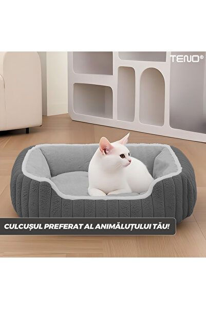 Teno Teno® Pet Bed, padded, soft, fluffy and warm, for dogs and cats, size S, gray