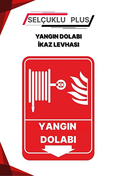 Selçuklu Plus لافتة تحذيرية لخزانة الحريق مع فوتولومين، مقاس 35x14 سم، بلاستيك سميك، أحمر وأبيض، سيلكوجيان بلس