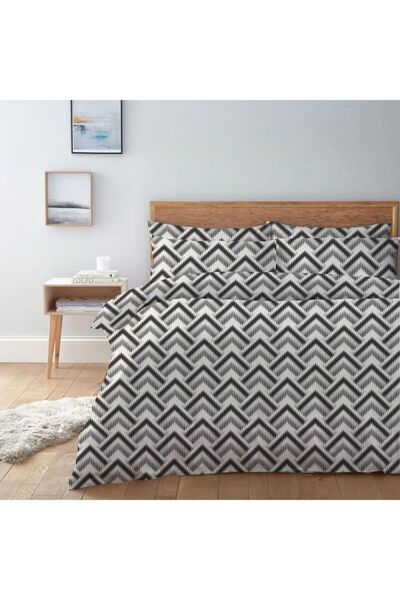 Generic 4-Piece Comforter Set Microfiber White/Black 160x230cm