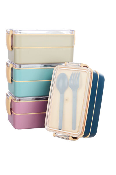 BOXMONİ 2 Katlı Besleme Yemek Saklama Kabı Okul İşyeri Renkleri Karma Gönderi...